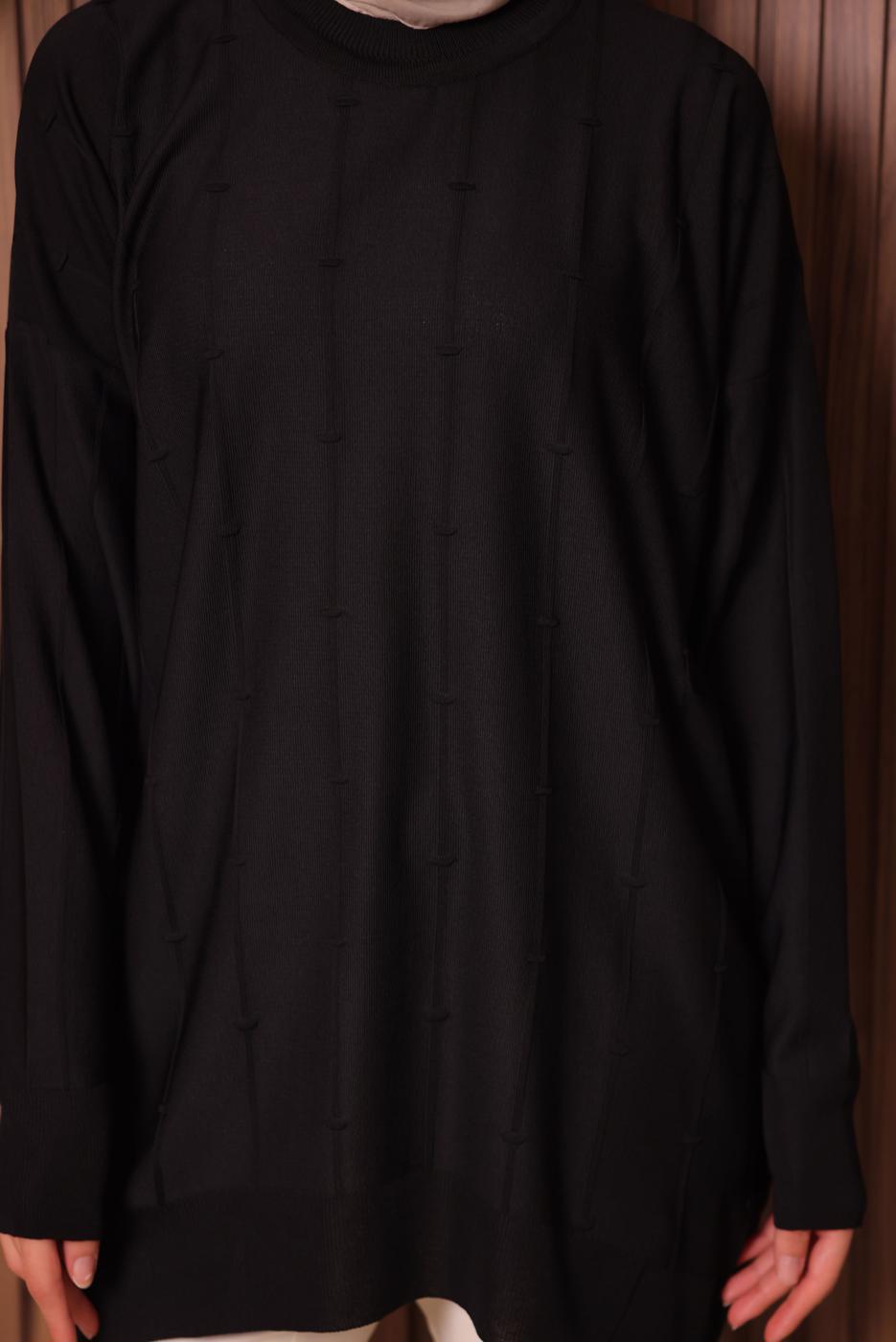 Tesettür giyim SİYAH TRİKO TUNİK T 4007