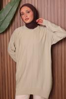 Tesettür giyim BEJ TRİKO TUNİK T 4007