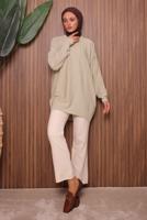 Tesettür giyim BEJ TRİKO TUNİK T 4007