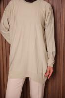 Tesettür giyim BEJ TRİKO TUNİK T 4007