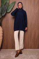 Tesettür giyim LACİVERT TRİKO TUNİK T 4007