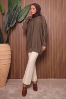 Tesettür giyim VİZON TRİKO TUNİK T 4007