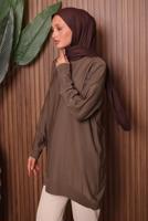 Tesettür giyim VİZON TRİKO TUNİK T 4007