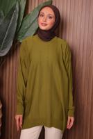 Tesettür giyim YEŞİL TRİKO TUNİK T 4007
