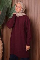 Tesettür giyim BORDO TRİKO TUNİK T 4107