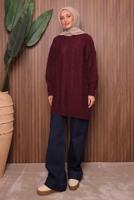 Tesettür giyim BORDO TRİKO TUNİK T 4107