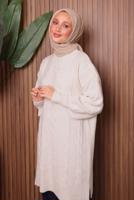 Tesettür giyim EKRU TRİKO TUNİK T 4107