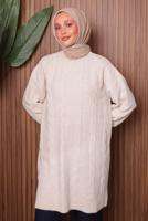 Tesettür giyim EKRU TRİKO TUNİK T 4107