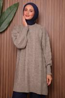 Tesettür giyim VİZON TRİKO TUNİK T 4107