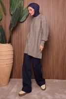 Tesettür giyim VİZON TRİKO TUNİK T 4107