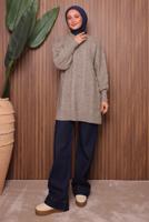 Tesettür giyim VİZON TRİKO TUNİK T 4107