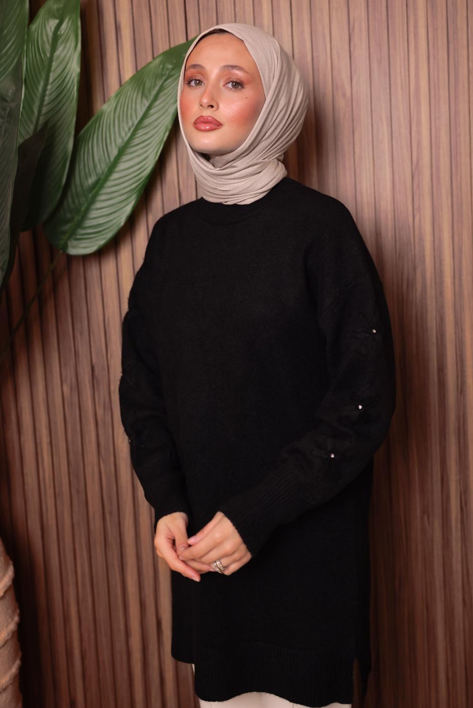 Tesettür giyim SİYAH TRİKO TUNİK T 4507