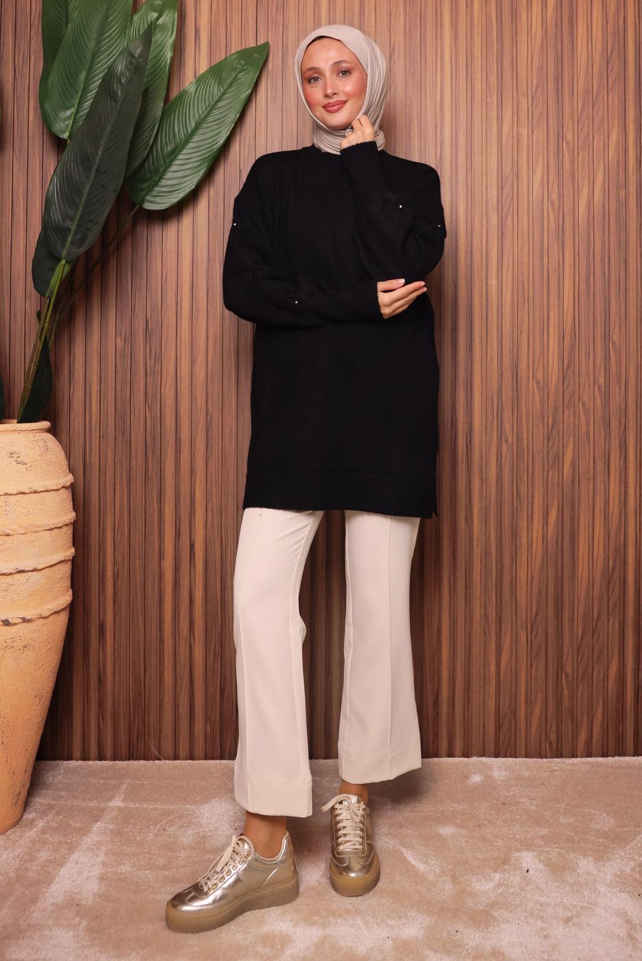 Tesettür giyim SİYAH TRİKO TUNİK T 4507