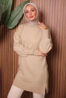 Vêtements hijab BEIGE TUNIQUE EN MAILLE T 4507