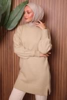Vêtements hijab BEIGE TUNIQUE EN MAILLE T 4507