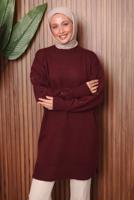 Tesettür giyim BORDO TRİKO TUNİK T 4507