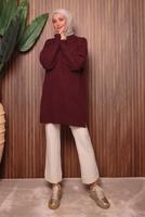 Tesettür giyim BORDO TRİKO TUNİK T 4507
