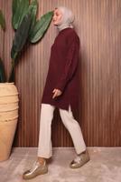 Tesettür giyim BORDO TRİKO TUNİK T 4507