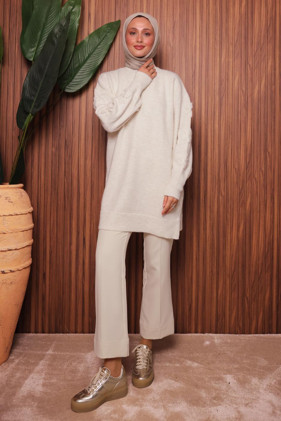 Vêtements hijab ÉCRU TUNIQUE EN MAILLE T 4507