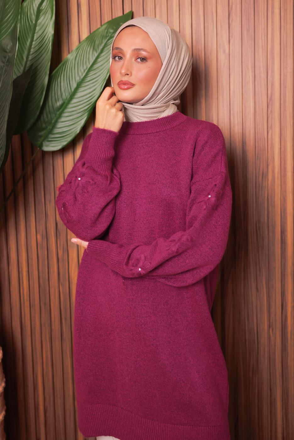Tesettür giyim FUŞYA TRİKO TUNİK T 4507