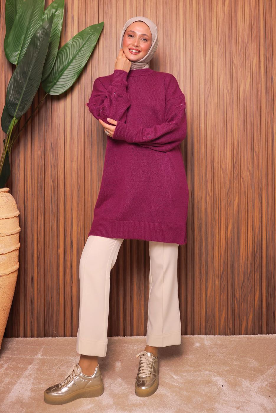 Tesettür giyim FUŞYA TRİKO TUNİK T 4507