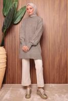 Tesettür giyim VİZON TRİKO TUNİK T 4507