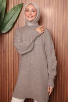 Tesettür giyim VİZON TRİKO TUNİK T 4507