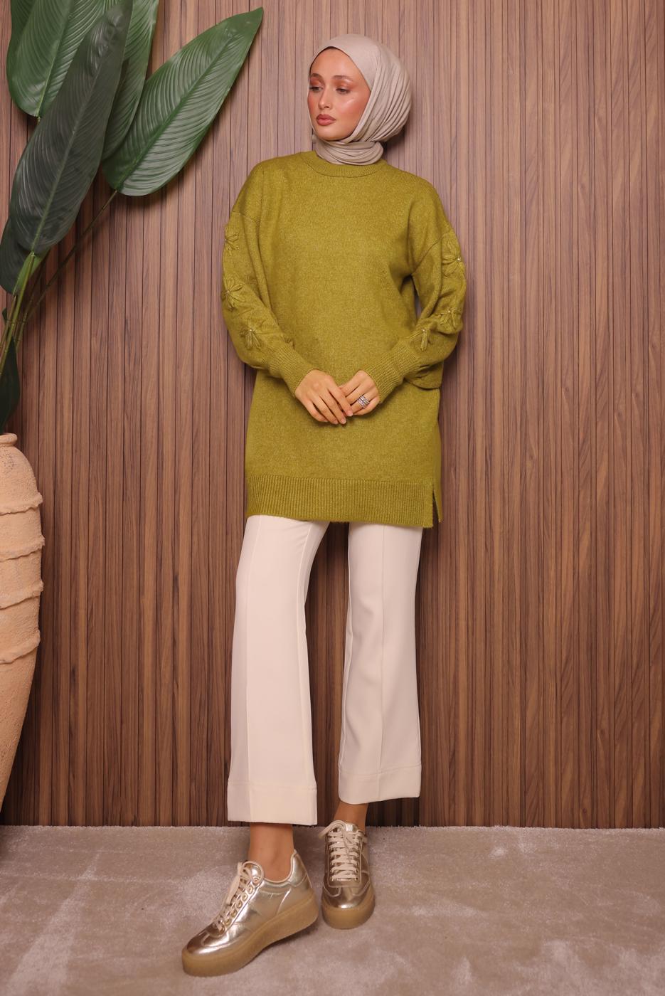 Vêtements hijab VERT TUNIQUE EN MAILLE T 4507