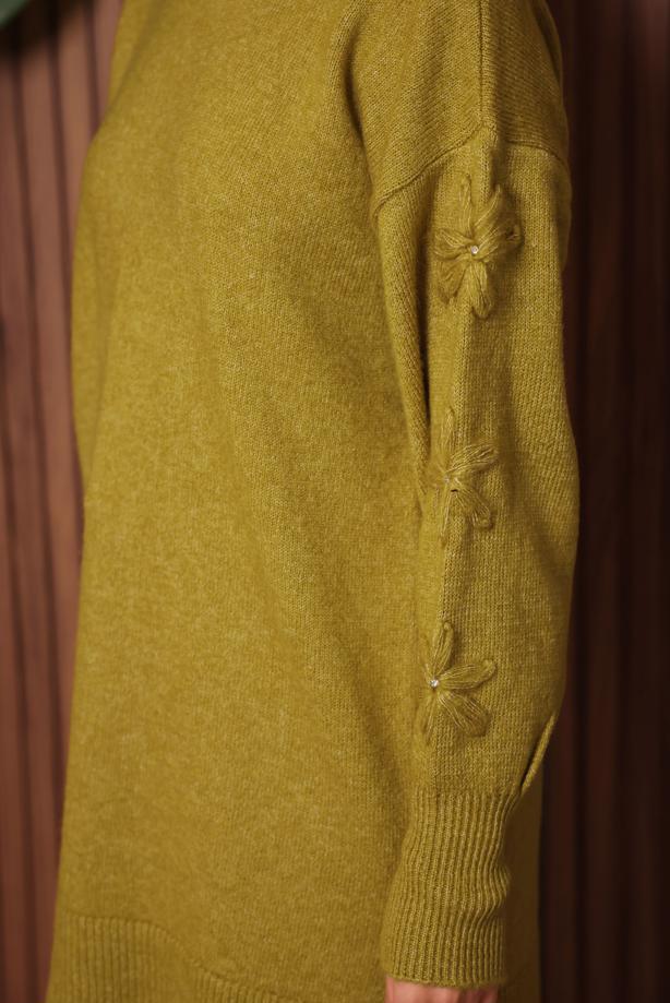 Tesettür giyim YEŞİL TRİKO TUNİK T 4507 - TRENDTESETTÜR