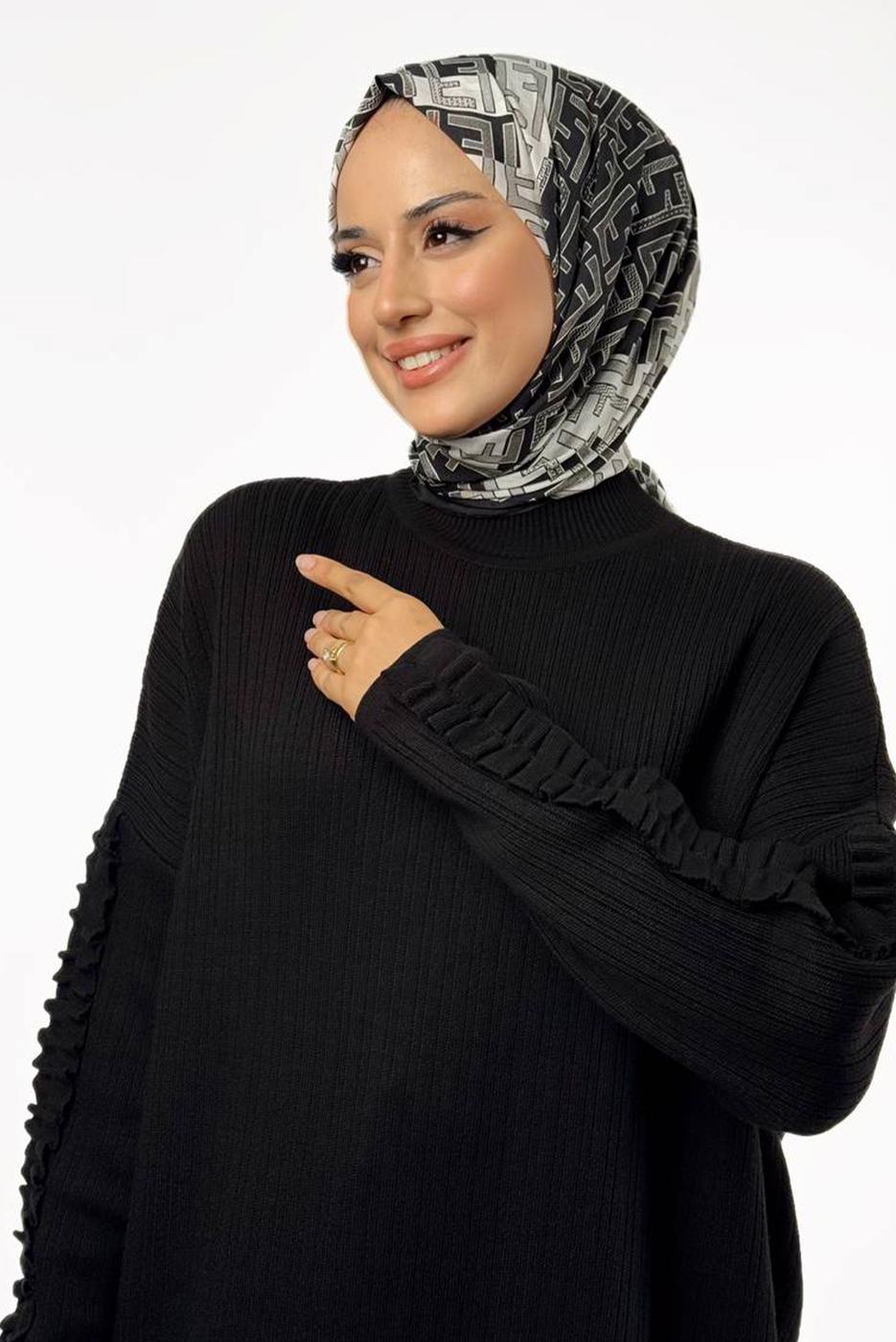 Tesettür giyim SİYAH TRİKO TUNİK T 50381