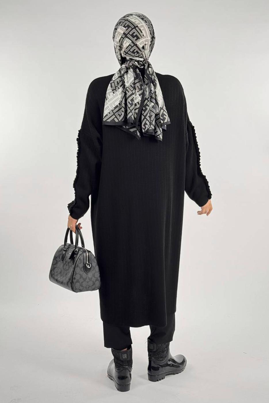 Tesettür giyim SİYAH TRİKO TUNİK T 50381