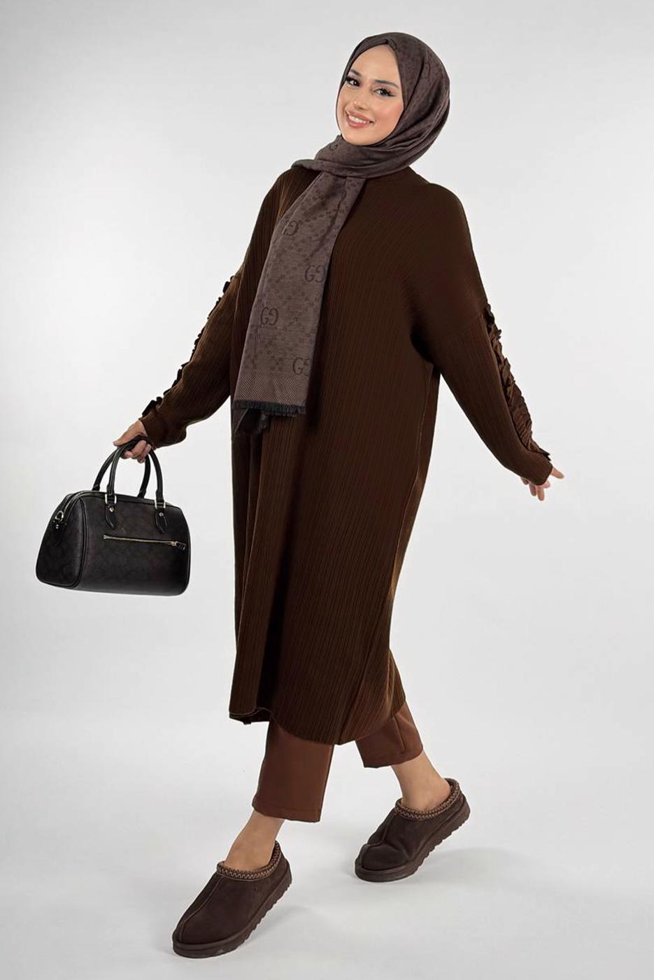 Tesettür giyim KAHVE TRİKO TUNİK T 50381