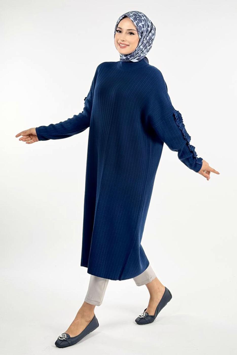 Tesettür giyim LACİVERT TRİKO TUNİK T 50381