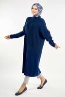 Tesettür giyim LACİVERT TRİKO TUNİK T 50381
