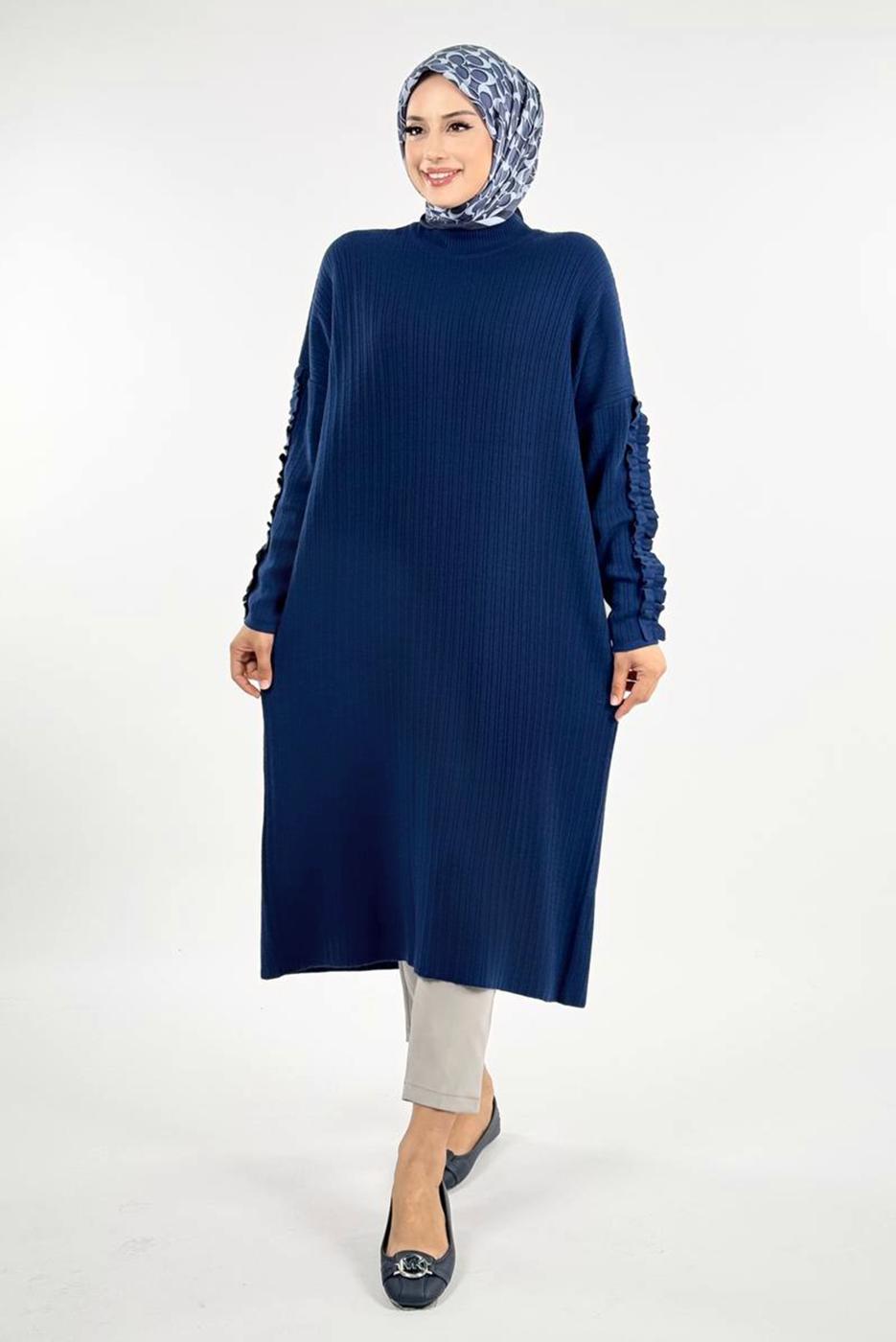 Tesettür giyim LACİVERT TRİKO TUNİK T 50381