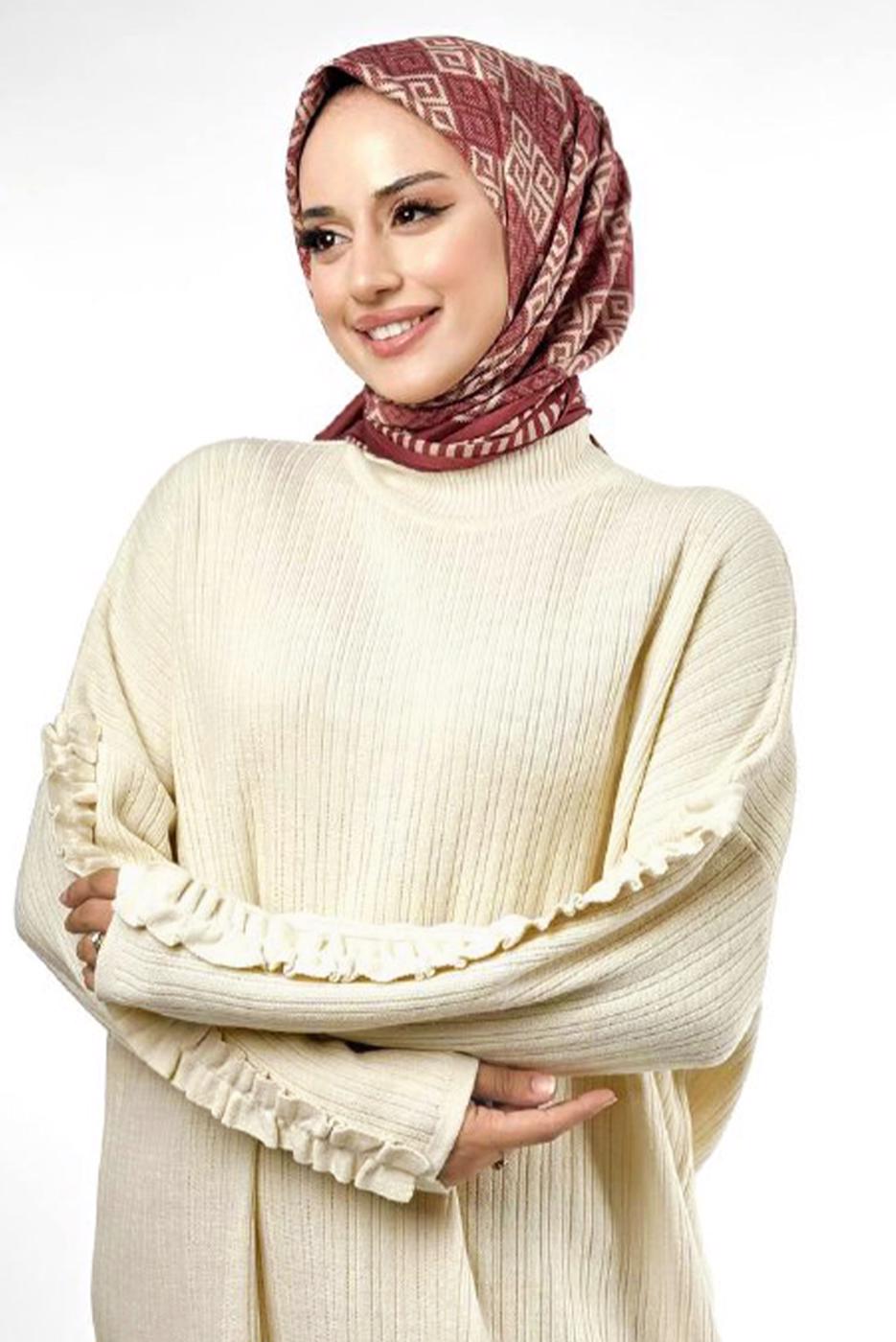 Vêtements hijab BEIGE TUNIQUE EN MAILLE T 50381