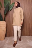 Tesettür giyim BEJ TRİKO TUNİK T 5107