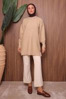 Tesettür giyim BEJ TRİKO TUNİK T 5107
