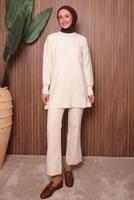 Tesettür giyim EKRU TRİKO TUNİK T 5107