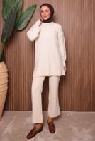 Tesettür giyim EKRU TRİKO TUNİK T 5107