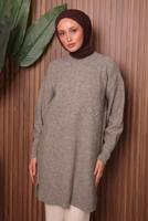 Tesettür giyim VİZON TRİKO TUNİK T 5107