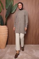 Tesettür giyim VİZON TRİKO TUNİK T 5107