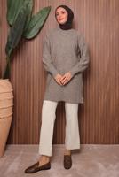 Tesettür giyim VİZON TRİKO TUNİK T 5107