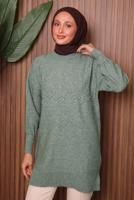 Tesettür giyim YEŞİL TRİKO TUNİK T 5107