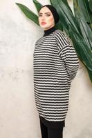 Tesettür giyim SİYAH DESENLİ TRİKO TUNİK T 5108-1