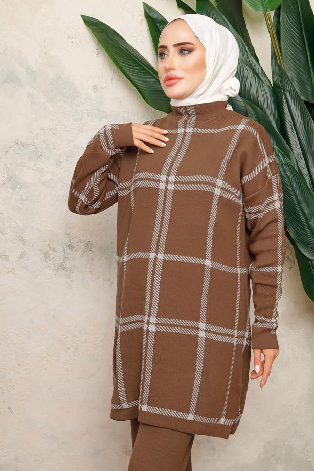 Tesettür giyim TABA TRİKO TUNİK T 5308-1 - TRENDTESETTÜR