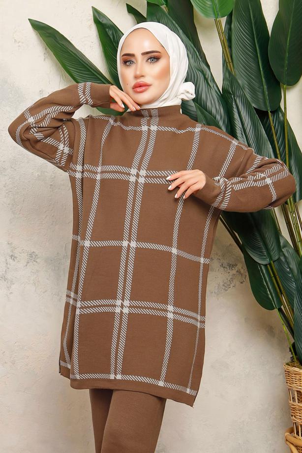 Tesettür giyim TABA TRİKO TUNİK T 5308-1 - TRENDTESETTÜR