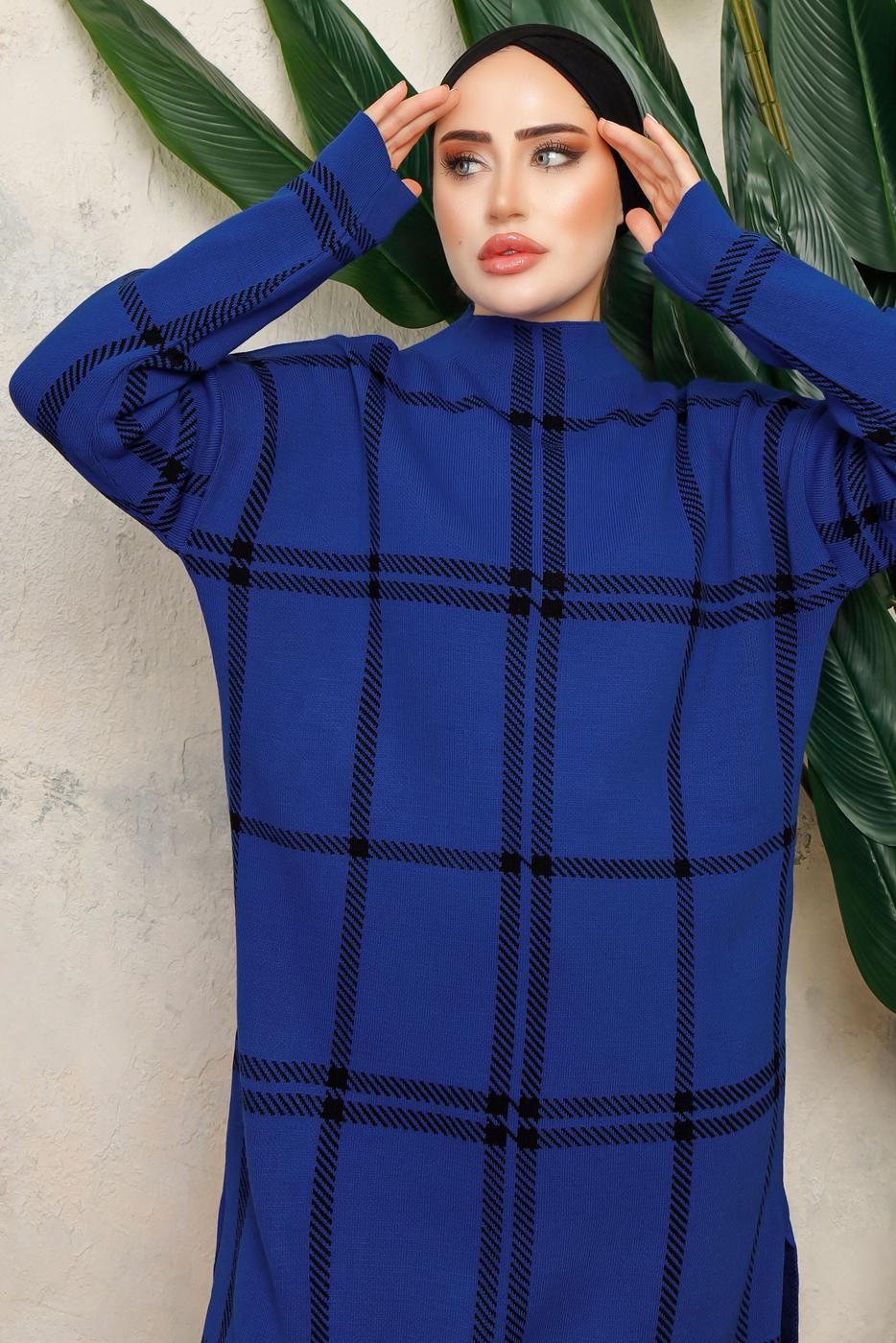 Hijab clothing NAVY BLUE KNITWEAR TUNIC T 5308-1