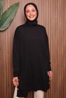 Tesettür giyim SİYAH TRİKO TUNİK T 6007