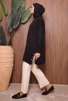 Tesettür giyim SİYAH TRİKO TUNİK T 6007